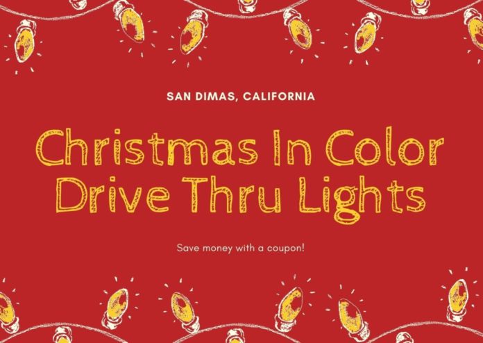 Christmas In Color Drive Thru Lights In San Dimas, California Coupon Discounted price for Los Angeles area drive through Christmas lights event